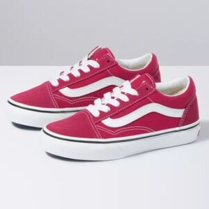Vans Kid Old Skool Skate Shoe Cerise/True White 10.5K NEW